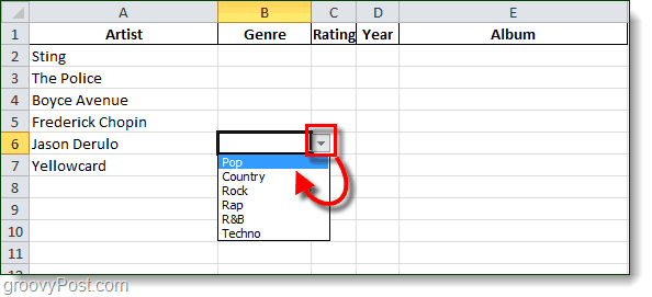 אימות נתונים ב- Excel 2010