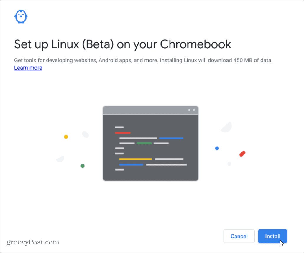  התקן Chromebook לינוקס - -