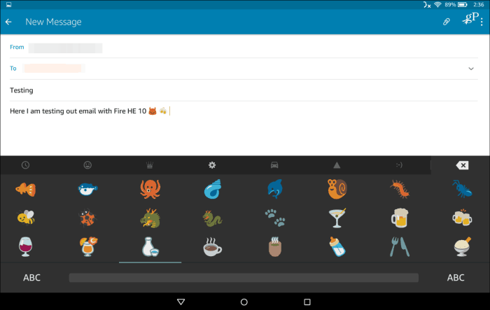 3 הלחנת הודעה מקלדת Fire HD Emoji