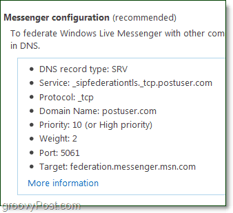 הגדר את תצורת המסנג'ר שלך לשימוש ב- Messenger Live של Windows עם הדומיין שלך