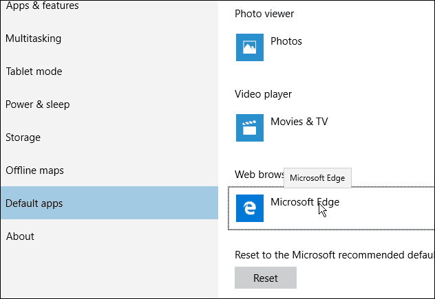 דפדפן Edge ברירת מחדל של Windows 10