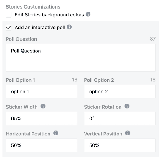 אפשרות להוסיף משאל אינטראקטיבי למודעה של סיפורי אינסטגרם במנהל המודעות של פייסבוק