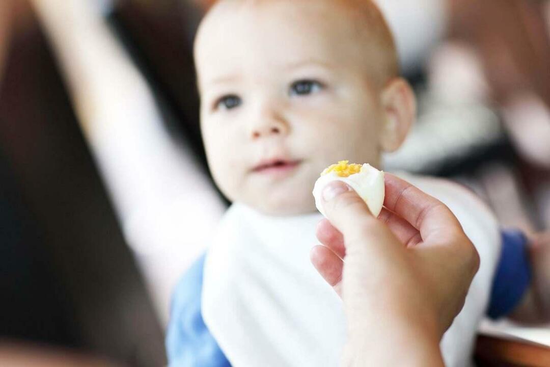 תינוק אוכל ביצה