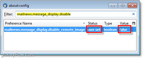 שנה mailnews.message_display.disable_remote_image ל- false כדי להשבית חלונות קופצים של תוכן מרוחק ב- thunderbird 3