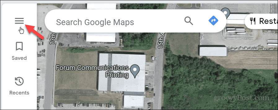 כפתור תפריט גוגל מפות