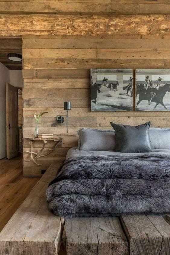 עיצוב חדר שינה בסגנון בקתה 