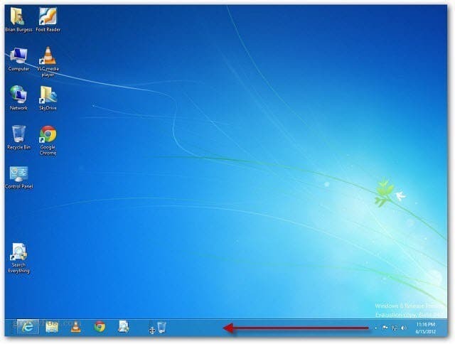 כיצד להוסיף סל המיחזור לשורת המשימות של Windows 8