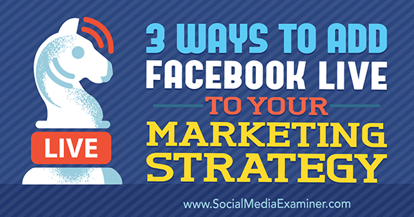 3 דרכים להוספת פייסבוק בשידור חי לאסטרטגיה השיווקית שלכם מאת מאט סיקריסט בבודק המדיה החברתית.