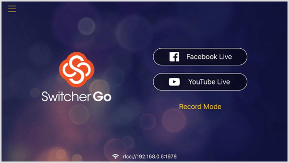 מסך Switcher Go שבו תוכלו לחבר את חשבונות הפייסבוק שלכם ו- YouTube