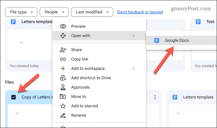 פתיחת קובץ Google Drive ב-Google Docs