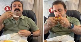 תגובת Şırdancı Mehmet במטוס! הוא הוציא את הסירופ מהחזה שלו במטוס...