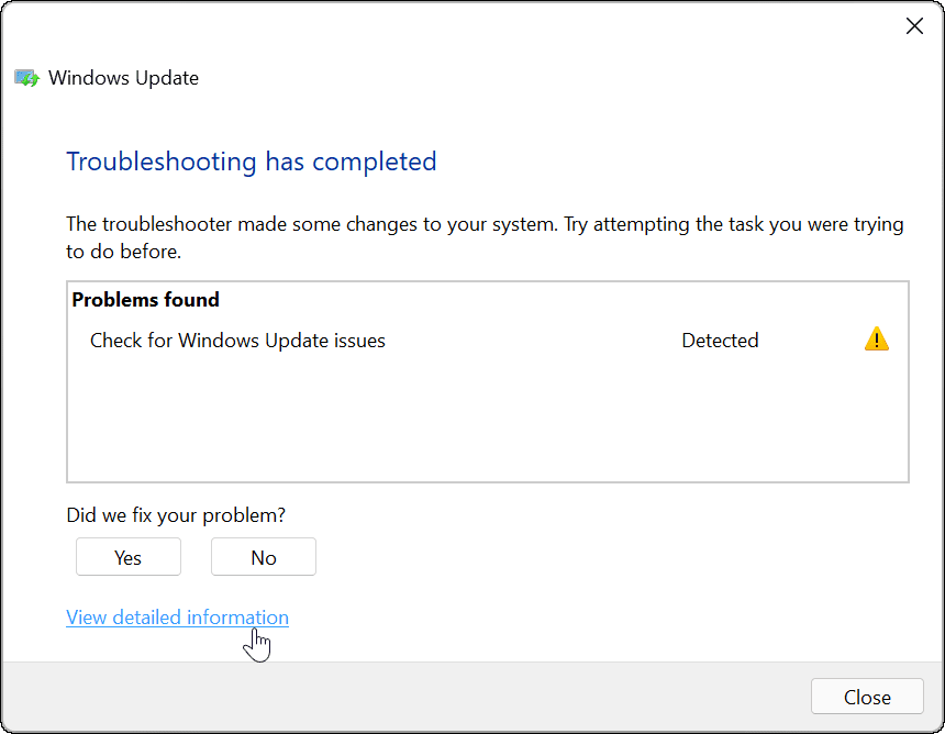 פותר הבעיות של Windows Update