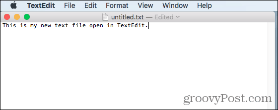 קובץ טקסט פתוח ב- TextEdit ב- Mac