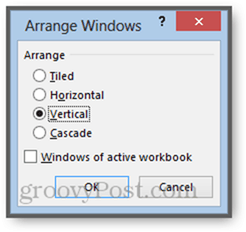 חלונות ארנג 'של חוברת עבודה פעילה Excel 2013