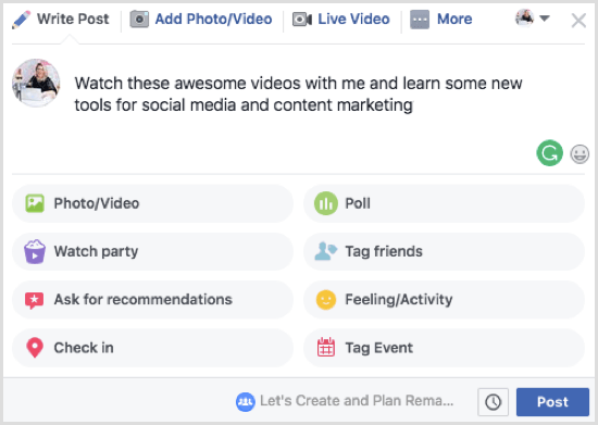 אם אתה מתכנן לשתף סדרת סרטונים במסיבת הצפייה שלך בפייסבוק, הבהיר זאת בתיבת התיאור.