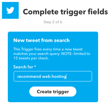 צור יישומון IFTTT שמופעל על ידי חיפוש טוויטר.