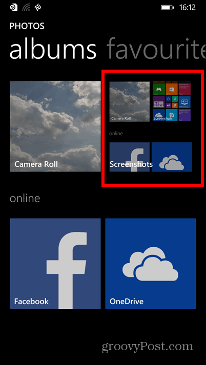 אלבומי מסך של Windows Phone 8.1