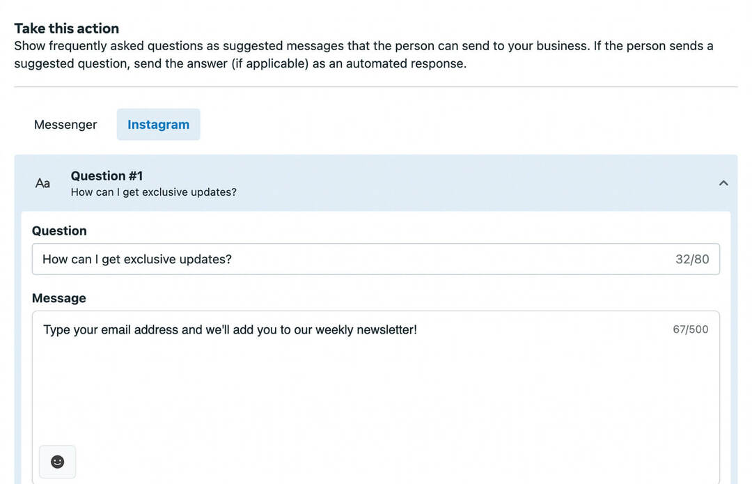 how-to-include-email-sign-up-opportunities-in-automated-dm-responses-on-your-instagram-profile-faq-inbox-automation-tool-add-questions-automated-response-marketing-goals- דוגמה-11