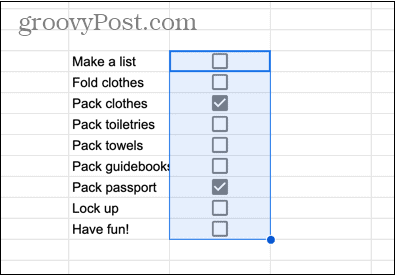 תאים נבחרים של Google Sheets