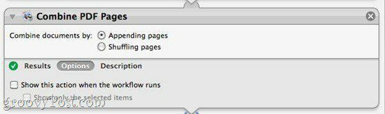 שלב קובצי PDF באמצעות Automator ב- Mac OS X