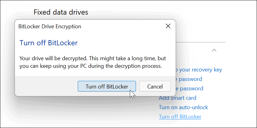כבה את אישור BitLocker