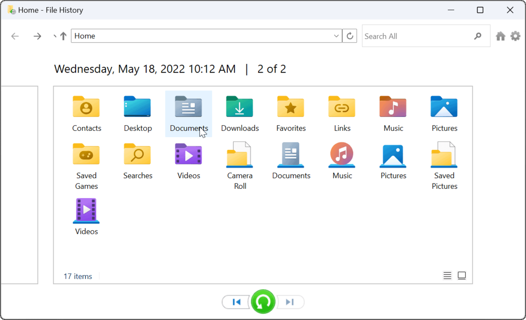 השתמש בהיסטוריית קבצים ב-Windows 11