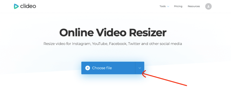 העלה וידאו ל- Video Video Resizer מקוון