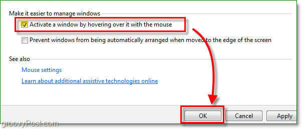 כיצד להחליף חלונות עם העכבר בריחוף ב- Windows 7