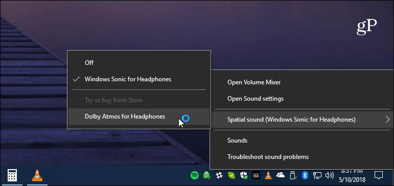 הגדרת קול שורת המשימות של Windows 10