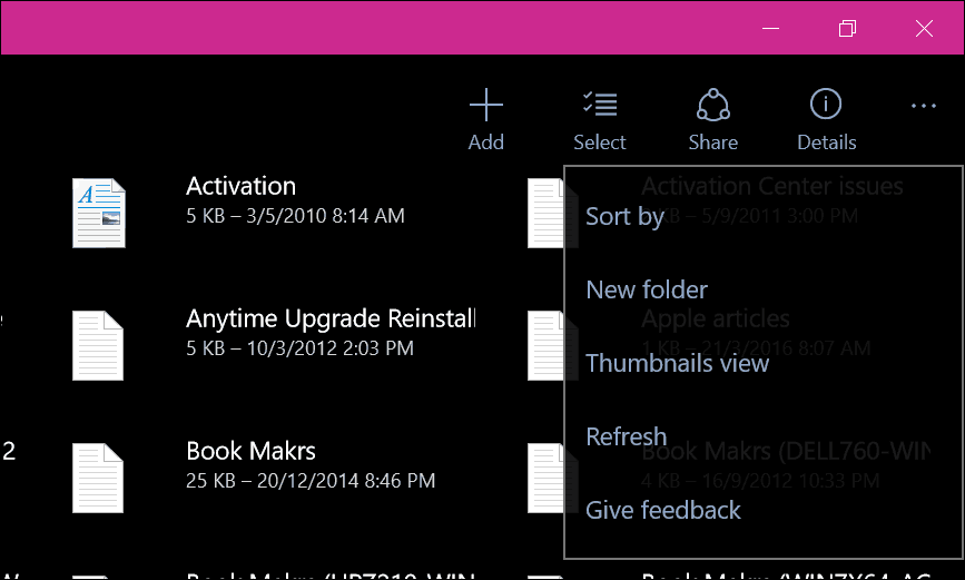 אפליקציית OneDrive אוניברסלית חדשה מגיעה ל- Windows 10