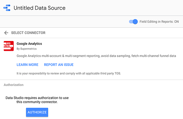 כיצד לחבר מקור נתונים ל- Google Data Studio, טיפ 2