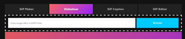לחץ על האפשרות Slideshow כדי ליצור קובץ GIF מסדרת תמונות.