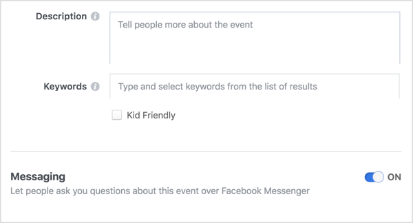 כדי לספק ערוץ תקשורת פתוח בינך לבין משתתפי האירוע שלך בפייסבוק, בחר באפשרות לאפשר לאנשים ליצור איתך קשר באמצעות Messenger.