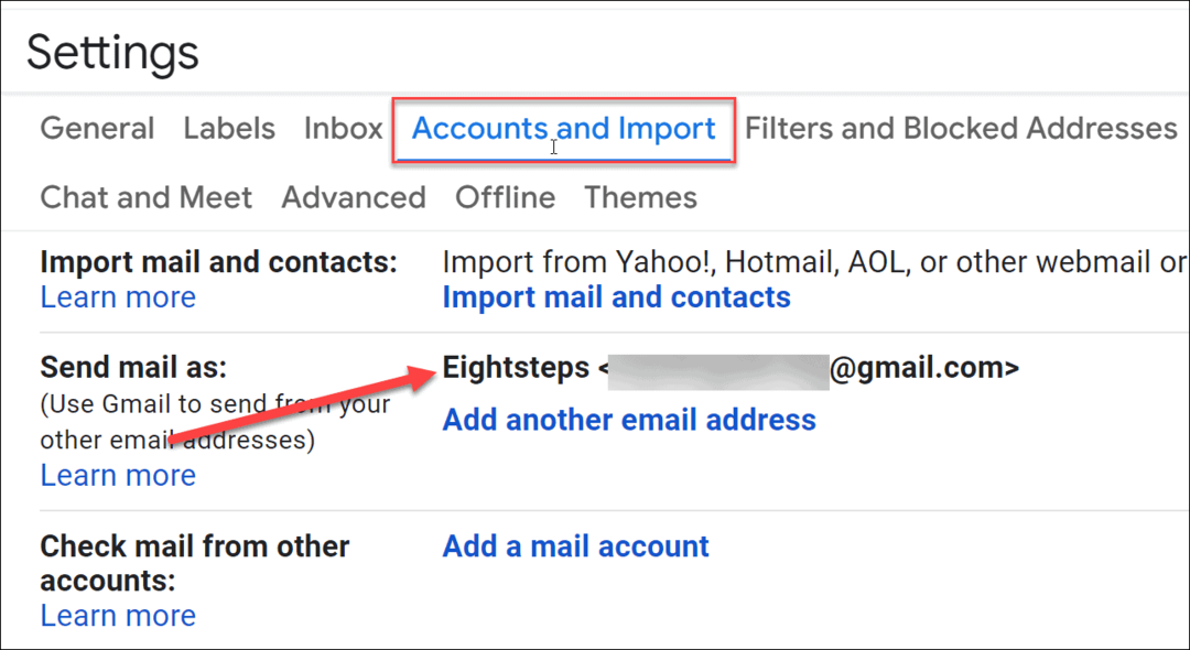 שם תצוגה חדש gmail