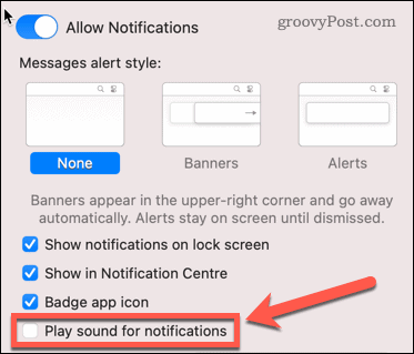 הפעל צליל עבור הודעות mac