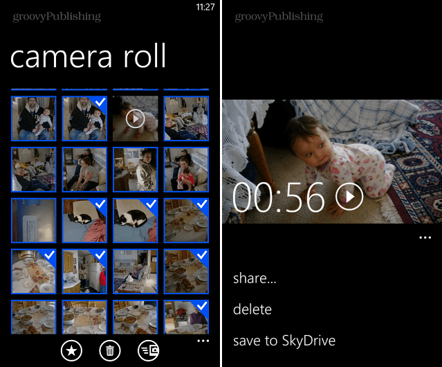 טלפון Windows 8: העלאת תמונות וסרטונים ל- SkyDrive