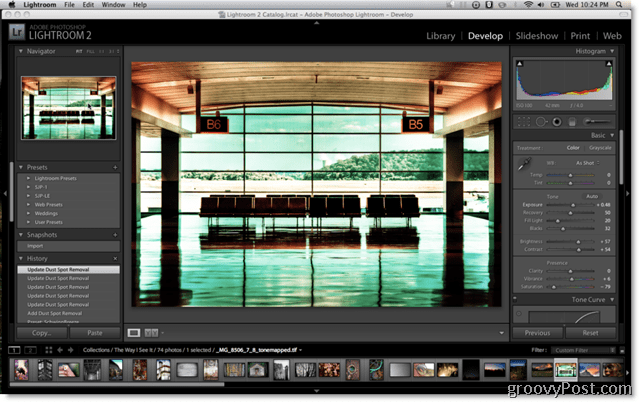 מסך Adobe Lightroom 2 מוגדר מראש