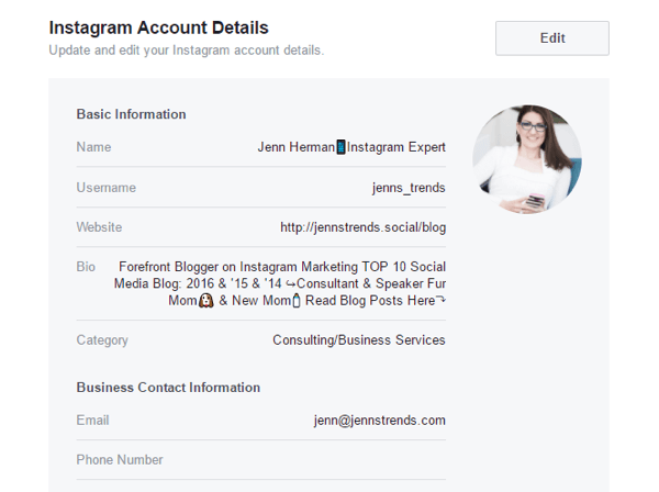 אתה יכול לערוך כמה פרטי חשבון Instagram מהגדרות עמוד הפייסבוק שלך.