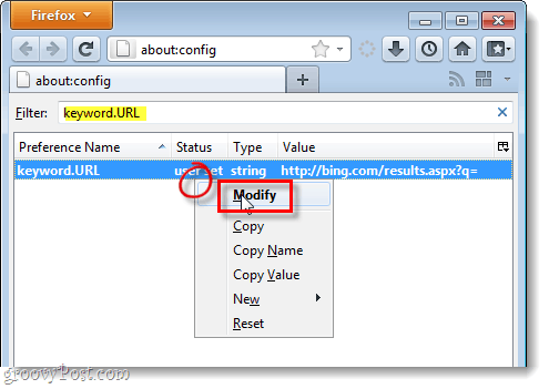 שנה את Firefox 4 key.url לספק ברירת המחדל