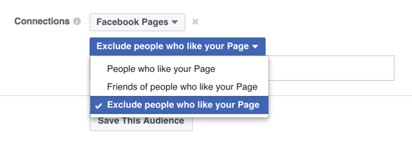אפשרות מיקוד מודעות בפייסבוק כדי לא לכלול אנשים שכבר אוהבים דף