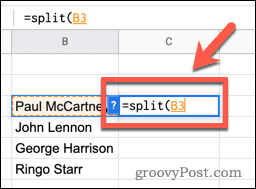 שימוש בפונקציית SPLIT ב-Google Sheets