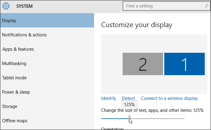 הגדרות גודל טקסט Windows 10