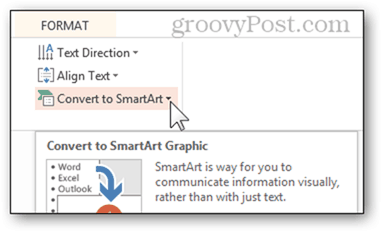 אמנות חכמה להמיר לרשימה עם תבליטים חכמים bullet powerpoint powerpoint להמיר 2013 אפשרויות לפורמט כפתור התכונה