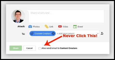 שלח אפשרות דוא"ל ב- Google + פוסט