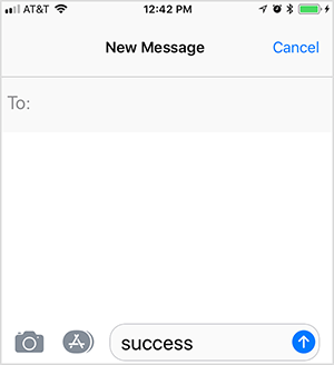 זהו צילום מסך של הודעת טקסט הבאה. המשתמש הקליד את מילת המפתח "הצלחה" כדי לגרום לתגובה ממשפך מכירות אוטומטי. אולי בילסון משתמש בטקטיקה זו במסגרת משפך הטלפון שלו.