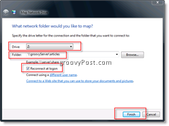 מיפוי כונן רשת ב- Windows Vista וב- Server 2008 מ- Windows Explorer