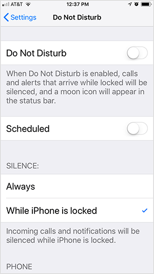 זהו צילום מסך של הגדרות iOS Don