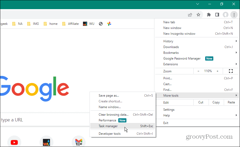 מנהל המשימות של כלי chrome 