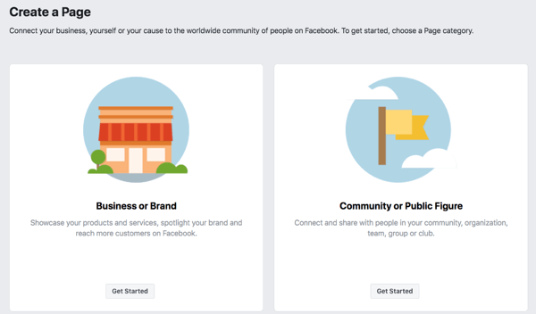 שלב 1 ליצירת הדף העסקי שלך בפייסבוק.