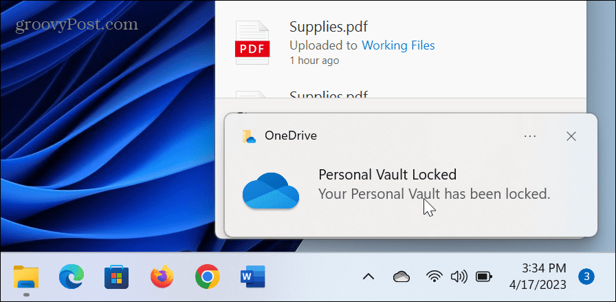 זמן נעילת הכספת האישית של OneDrive